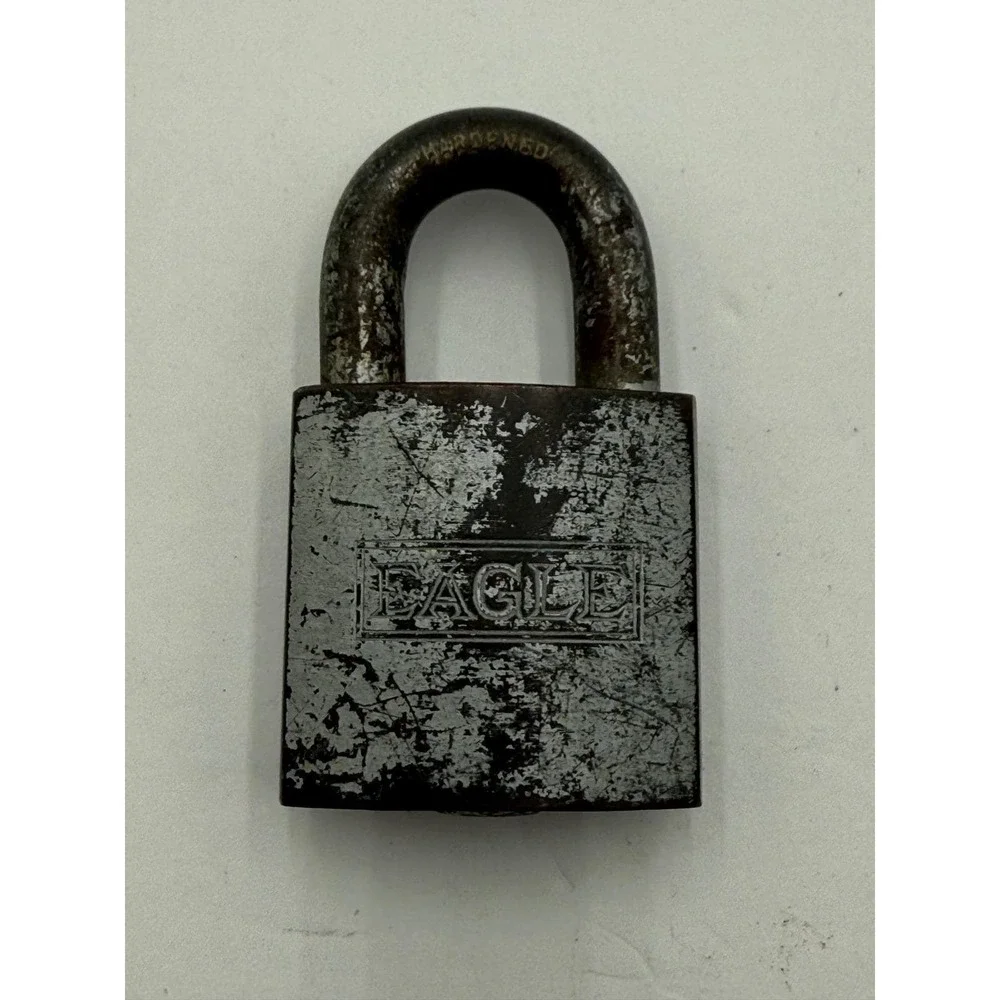 Vintage Eagle‎ Lock Co Padlock with Key Terryville Conn USA Hardened Shackle